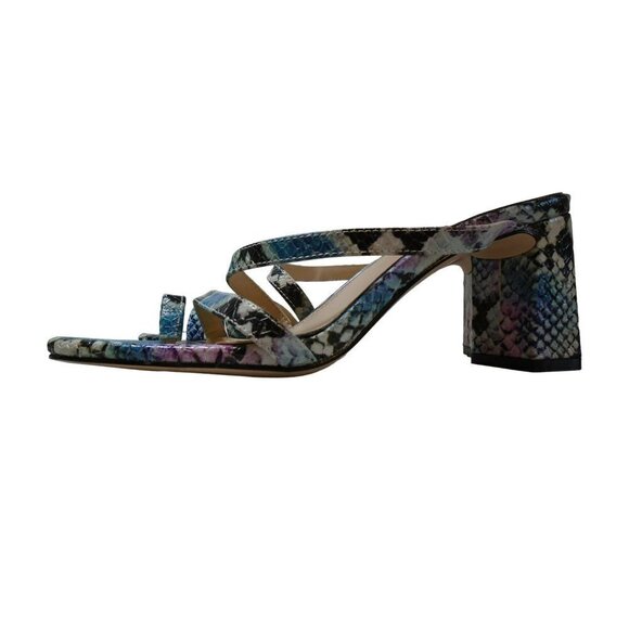 Jessica Simpson Willmena Purple Blue Faux Animal Print Sandal Block Heel - 6.5 - Picture 2 of 9
